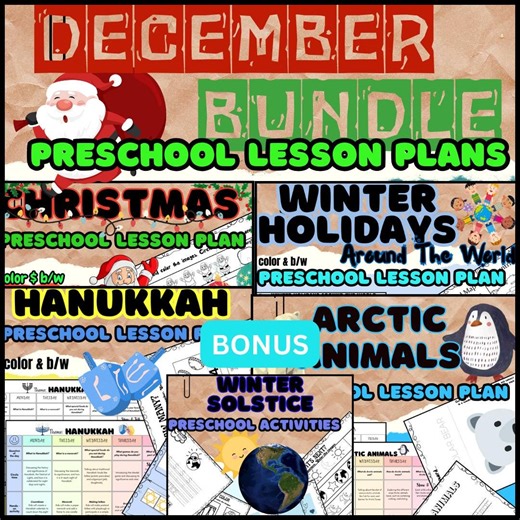 December Preschool Lesson Plans Bundle – Christmas, Hanukkah, Winter Holidays (PDF) - Etsy Australia