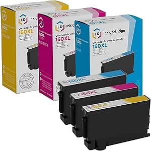 LD Compatible Ink Cartridge Replacement for Lexmark 150XL High Yield (Cyan, Magenta, Yellow, 3-Pack)