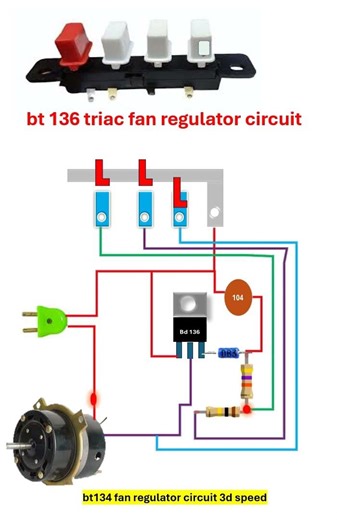 BT134 Triac Fan Regulator Circuit With 3D Speed Control Animation And Wiring