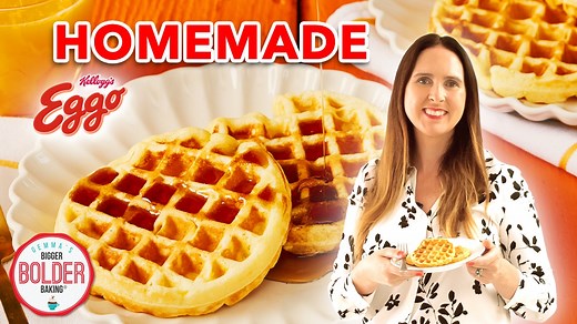 10K views · 260 reactions | This Homemade Eggo Waffle recipe is an elevated, bigger, bolder version of the famous Kellogg's Frozen Eggo Waffle. Larger than the original, but just as lightly sweet, crispy on the outside, and fluffy on the inside. https://www.biggerbolderbaking.com/homemade-eggo-waffles-recipe/ | Bigger Bolder Baking | Facebook