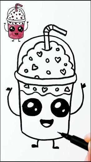 Kawaii Milkshake Coloring Pages: Step-by-Step Drawing Tutorial