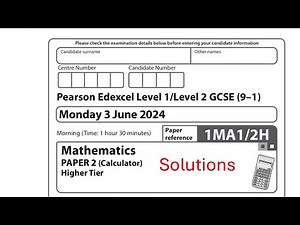 Paper 2H June 2024 Edexcel Maths GCSE