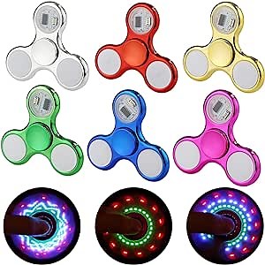 SCIONE 6 Pack Fidget Spinners,LED Light Up Fidget Spinners Toy for Kids Adult,Glow in The Dark Party Supplies-Anxiety Toy Stress Relief Easter Party Favors Goodie Bag Stuffers Birthday Return Gifts