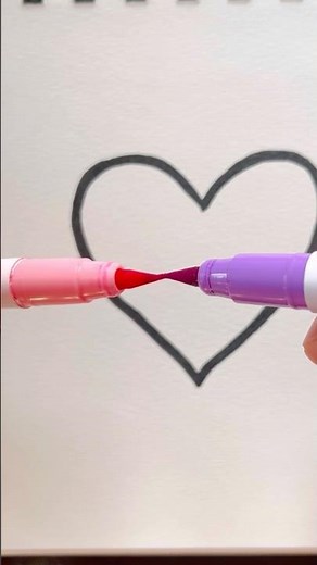 Blending Magic | Shading a heart by blending brush pens tips | creative easy coloring ideas for kids