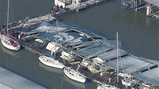 Ice-Covered Marina Roof Collapses on Boats at Joe Pool Lake