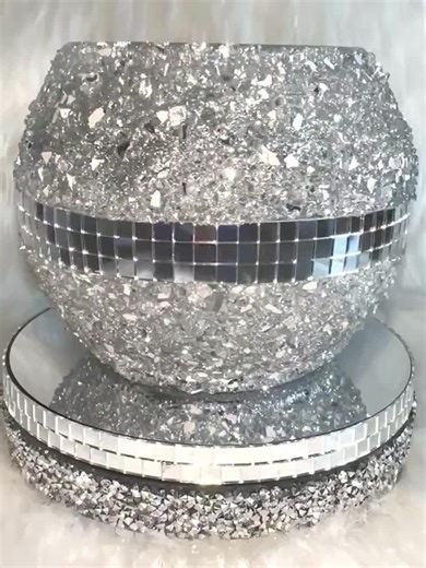 Glam Mirror Tile Vase: Crushed Glass Glitter Centerpiece - Etsy