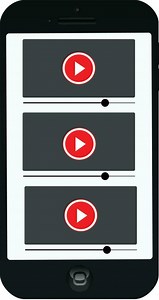 Multimedia video player shape on a smartphone display vector illistration. Video streaming icon