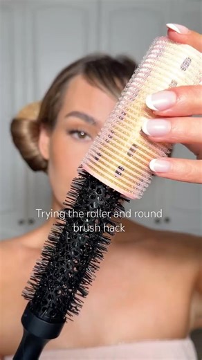 Round brush and roller hack for your fringe #hairhack #curtainfringe #hairtutorial
