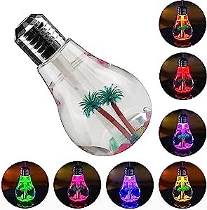 7 Colors USB Air Humidifier Bulb Lamp Shape Decorative Lights Diffuser Purifier Atomizer With Colorful LED Night Light for Office Desk Bedroom Living Room Home Decor (Silver)