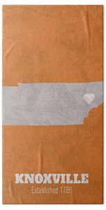 Knoxville Tennessee City Map Founded 1786 University of Tennessee Color Palette Beach Towel by Design Turnpike