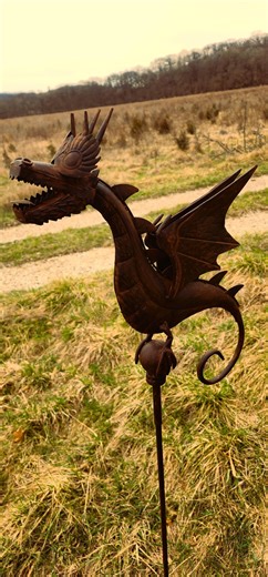Recycled Metal Dragon Garden Stake: Whimsical Outdoor Yard Art - Etsy