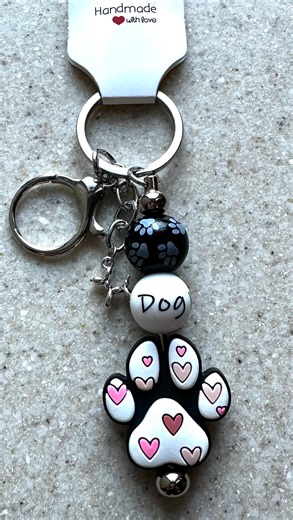 Dog Mom Paw Print Keychain | Cute Dog Lover Gift | Heart Paw Charm | Handmade Keychain - Etsy