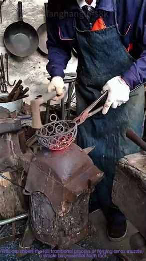 Forging a metal ox muzzle the old-school way
