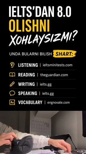 SAYTLAR LINKINI OLISH UCHUN "+" qoldiring 👇 ielts.gg