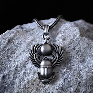 Ancient Egyptian Scarab Beetle Necklace 925 Sterling Silver Amulet Pendant With Winged Sun Disk Protection Symbol for Men and Women Jewelry - Etsy
