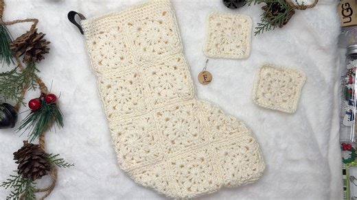 Grab the FREE download for this stocking pattern here: https://lovelifeyarn.com/modern-granny-square-stocking/ | Free Knit and Crochet Patterns from Love. Life. Yarn