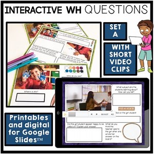 Interactive digital videos WH question activities real life images lvl 2 Set A