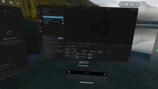 An 18 year old Chinese student got a Vision Pro for his birthday. Installed a custom app that connects VS Code and Claude Code straight into the headset. Threw six massive floating screens around his bedroom, leaned back on the bed and started coding from under the sheets.Recorded a 29 second demo. Showed Claude rebuilding a website in real time. Typed one prompt into the floating terminal: change the website color to red. Claude started scanning files. Glob pattern. Grep. Found the globals.css.