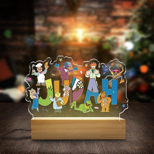 Custom the Muppet Show Night Light Wooden Base, Disneyland Movie Kermit the Frog Light, Gonzo Family Matching, Disneyworld Bedroom Decor - Etsy
