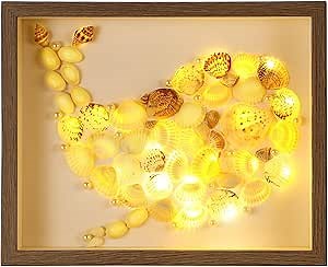 8.5x11 Seashell Wooden Display Box as, Frame Shadow Box with Fairy Light and Pearl, DIY Photo Frame Night Light Kit, Sleeping Light, Decorative Accent (Whale)