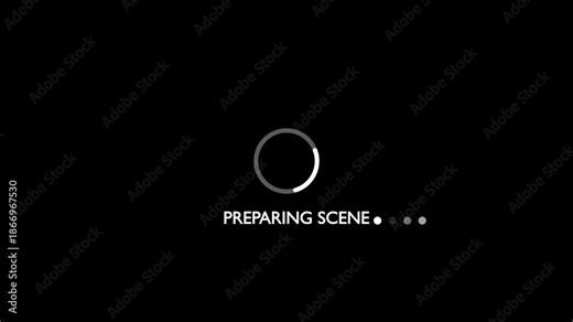 Preparing Scene Loading Animation Circle Black Background White Text Technology loading circle progress bar.