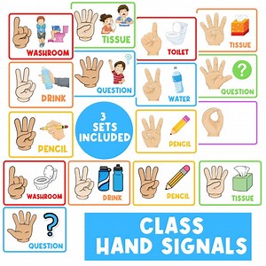 CLASS HAND SIGNALS | Sign Language Flashcards | Communication | Flash Cards | Busy Book | Autism | Hand Signals | Behavior Management - Etsy