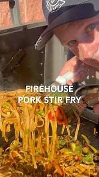 Sriracha Pork Stir Fry🐖 at the station on the o’l Blackstone #griddle #dinnerideas #firehouse
