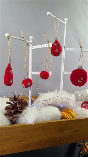 Felted Wool Christmas Ornament in Red, Green, & White - Etsy