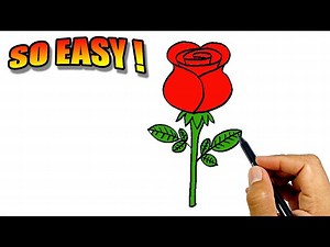 How to draw a rose flower step by step easy easy version | Easy Drawings - Videos For Kids