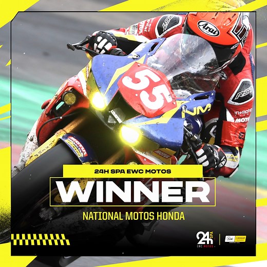 The #55 Team National Motos - Honda wins the 24 Heures Spa Motos in the Dunlop Moto Superstock category! #FIMEWC #24hSpaMotos | FIM Endurance World Championship EWC