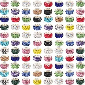 400 Pieces Large Hole Beads Mixed Color Rhinestone European Beads Large Hole Fairy Wand Garden Beads Lampwork Craft Spacer Beads for DIY Charms Bracelets Necklace Earring Jewelry Making Supplies