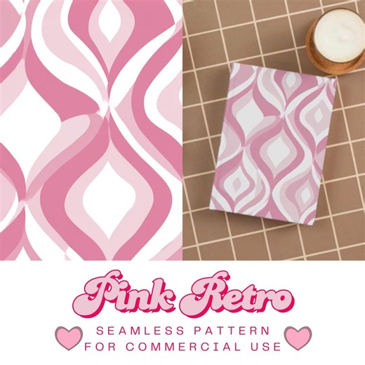 Hot Pink Retro Seamless Pattern Png | Repeating Retro Design | Digital Download - Etsy