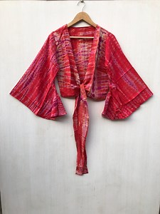 Handmade Silk Tie Dye Crop Top: Boho Bell Sleeves - Made in India - Etsy