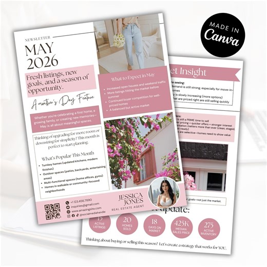 May Newsletter Realtor Template | Digital Real Estate Marketing | Canva Editable | Instant Download | Social Media Flyer - Etsy