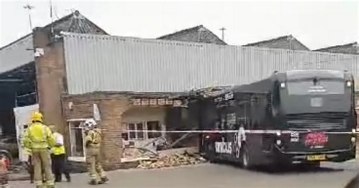 Bus crashes in to Derby depot causing significant damage