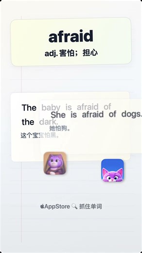 学单词：afraid - adj. 害怕；担心