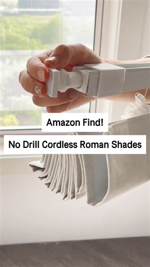 LazBlinds on Instagram: "✨ No Drill Fabric Blackout Roman Shades. Revolutionize your windows effortlessly! These cordless Roman shades install instantly with adhesive strips—no holes, no tools. Made of eco-friendly wipe-clean fabric, they smoothly adjust from full sunlight to privacy with gentle hand-tugging, block 100% of light. Choose various versatile neutrals to complement any decor. Perfect for rentals or quick upgrades, their crisp folded layers add modern texture while. Durable edges, ant