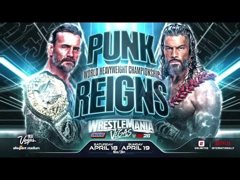 WWE WrestleMania 42: CM Punk vs. Roman Reigns Official Match Card HD