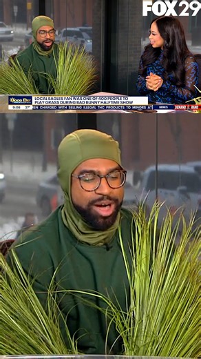 HALFTIME SHOW PERFORMER: @andrew__athias aka Grass Number #B93 visited Good Day Philadelphia this morning to talk about his experience performing in this year's Super Bowl halftime show with Bad Bunny. | FOX 29