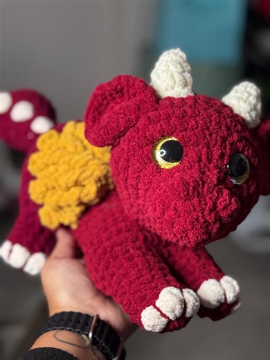 Red Dragon Plushie | Handmade Crochet Dragon | Amigurumi Dragon Toy | Fantasy Plush Gift | Cute Dragon Stuffed Animal | Cozy Plushie