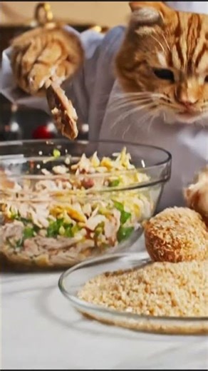 Cat_Chef_Makes_Chicken_Cheese_Balls #hadicookbook #ytshorts