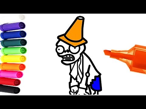 Draw and Color Zombies - Drawings of Plants Vs Zombies for Children - step by step how to paint