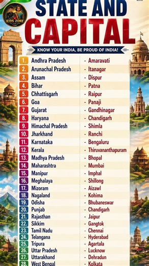 States and capitals | State and capital | List of Indian states and capitals 2026 | State capital