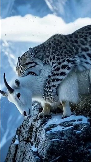 “Snow Leopard Attacks Mountain Goat on Himalayan Cliffs