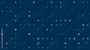 Template animation of evenly spaced protection mark symbols of different sizes and opacity. Animation of transparency and size. Seamless looped 4k animation on dark blue background with stars