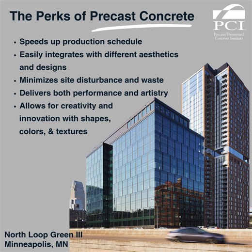 Did you know that precast concrete is the ideal construction material for Mid- or High-Rise projects? Precast concrete elevates construction in a multitude of ways, including speed, aesthetic, minimal site-disturbance, mitigating waste, and more. North Loop Green used precast concrete, produced by Wells, as a means of advancing project schedule as well as matching design aesthetics of surrounding architecture. The versatility and efficiency of precast concrete help it remain as a top building so
