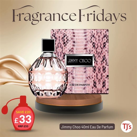 This Fragrance Friday we're highlighting a TJs favourite! The gorgeous Jimmy Choo EDP with its sparkling aura of glittering femininity. It is a modern, fruity floral scent with sensual woody depths and a sense of fashion and fun. Glamorous in attitude, confidence and intelligence with an instantaneous burst of vivid radiance, the Jimmy Choo EDP leaves a seductive aroma on the skin. #fragrancefriday #jimmychoo #edp #fragranceforher #womensscent | TJ Hughes