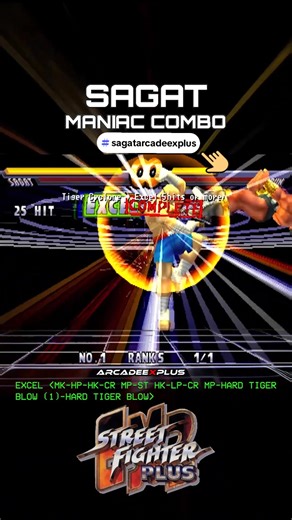 Sagat Maniac Combo in Street Fighter EX2 Plus