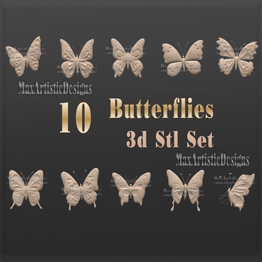 9  Butterfly 3d STL Files for CNC Router & 3D Printer Art - Download - Etsy