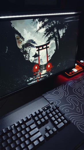 Stylish Red, White, and Black PC Gaming Setup